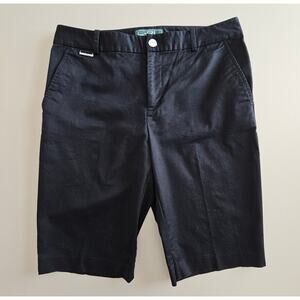 L-RL Ralph Lauren Active Women's Stretch Black Cotton Classic Bermuda Shorts 4
